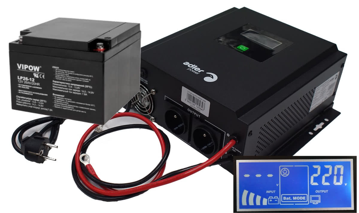 Zasilacz UPS z akumulatorem żelowym o pojemności 26 Ah